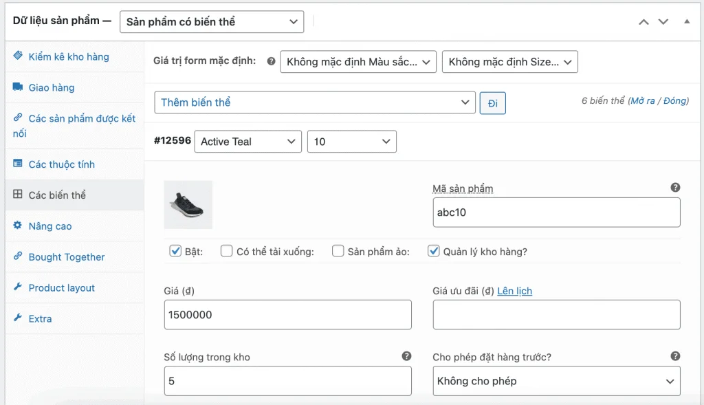 đăng sản phẩm có biến thể trong Woocommerce 4